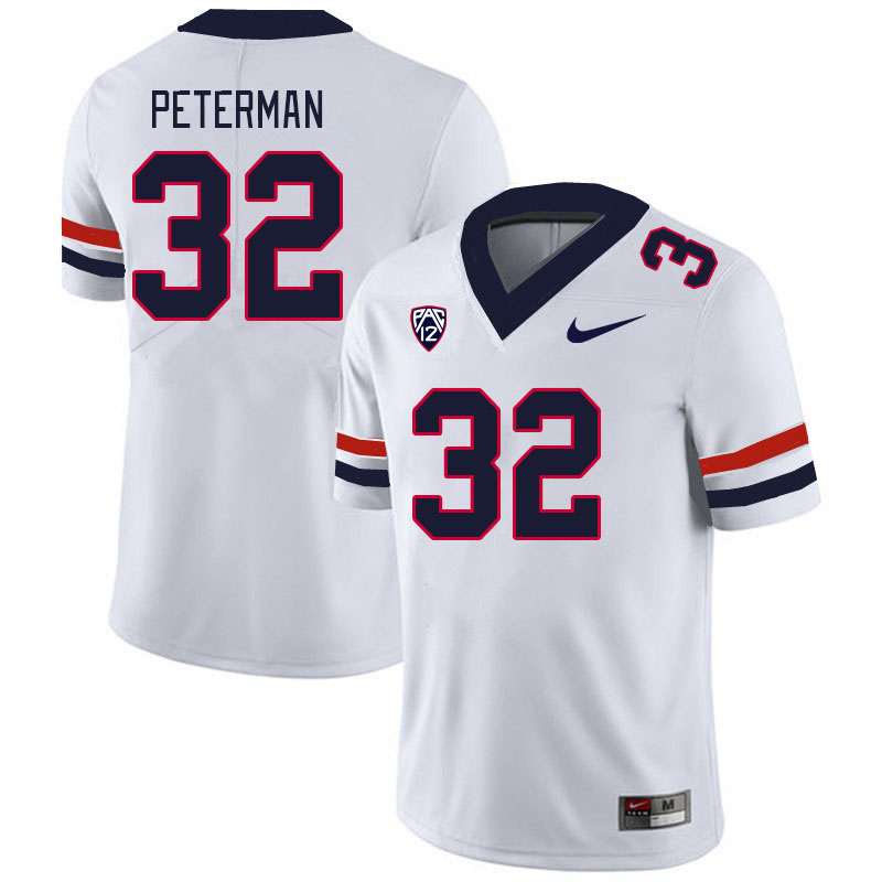 Men #32 Cash Peterman Arizona Wildcats College Football Jerseys Stitched Sale-White - Click Image to Close